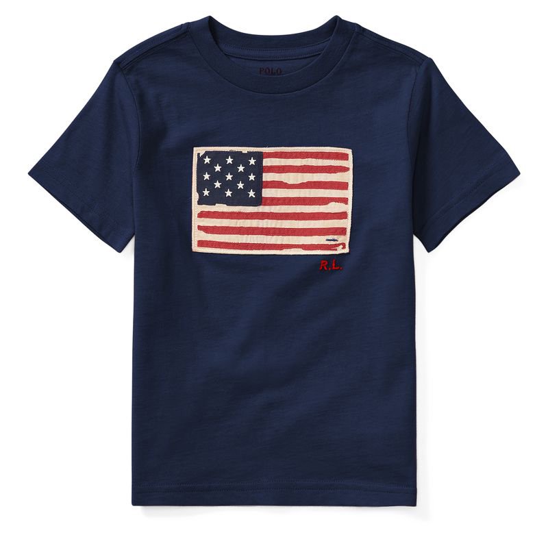 アメリカンフラッグ・コットン・半袖Tシャツ[4色展開](男の子2〜7歳用)