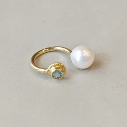 Big Pearl Ring - Green Size12