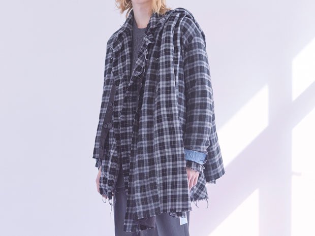 John UNDERCOVER WOOL/ネルハギチェックストール BK｜奈良市にある