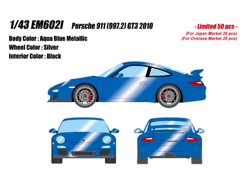 △【アイドロン】 1/43 ポルシェ 911 (997.2) GT3 2010 アクアブルー 