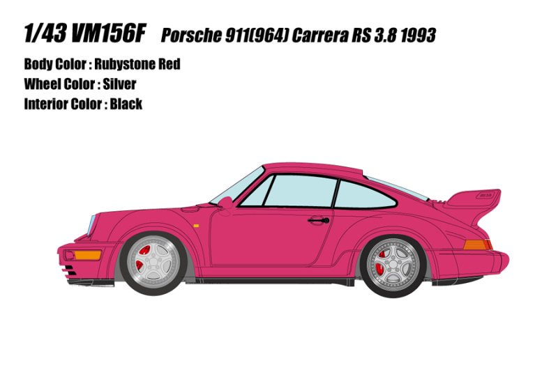 △【ヴィジョン】 1/43 ポルシェ 911(964) カレラ RS 3.8 1993 ルビーストーンレッド , [VM156F]