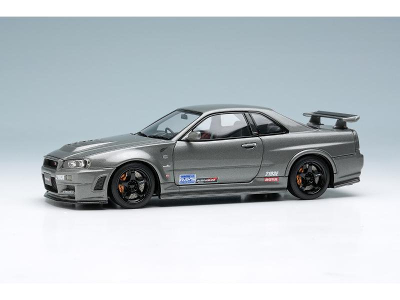 △【アイドロン】 1/43 日産 スカイライン GT-R (NISMO BNR34 CRSバージョン) ダークメタルグレー ロゴステッカー付 2011  [EM422A]・ミニカー通販専門店ミニカーショップロビンソンから送料無料でお届けします。