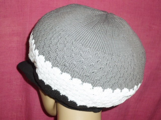 ドレッドヘア用タム帽子大きめＭサイズ ブラック(黒）＋ホワイト（白 