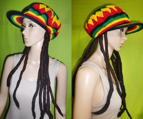 仮装用・コスプレ小物 フェイク・ドレッドヘア付帽子 BOB MARLEY風タム