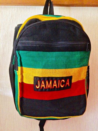 エスニック ラスタカラー布製リュックサック（Jamaica刺繍） - REGGAE MART-レゲエファッションとレゲエグッズの通販レゲエショップ☆ レゲエ・マート