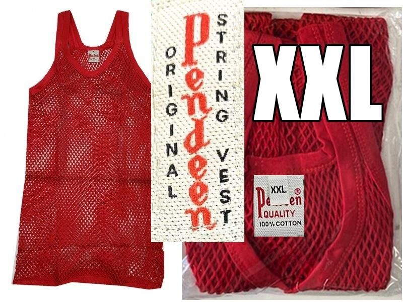 Pendeenのアミシャツ レッド 赤 XXLサイズ 長い目の丈 大きい