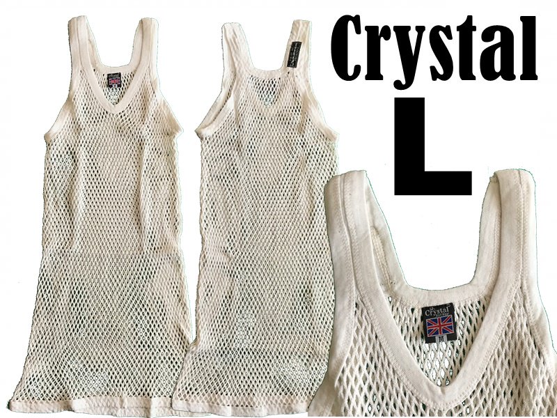 アミシャツ通販 CRYSTAL メッシュタンクトップ（白）ホワイト Lサイズ