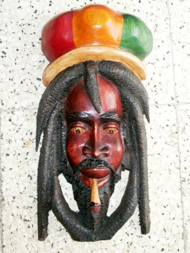 通販☆ショッピング ジャマイカ ラスタマン木彫り彫刻（大） 壁飾りＢ